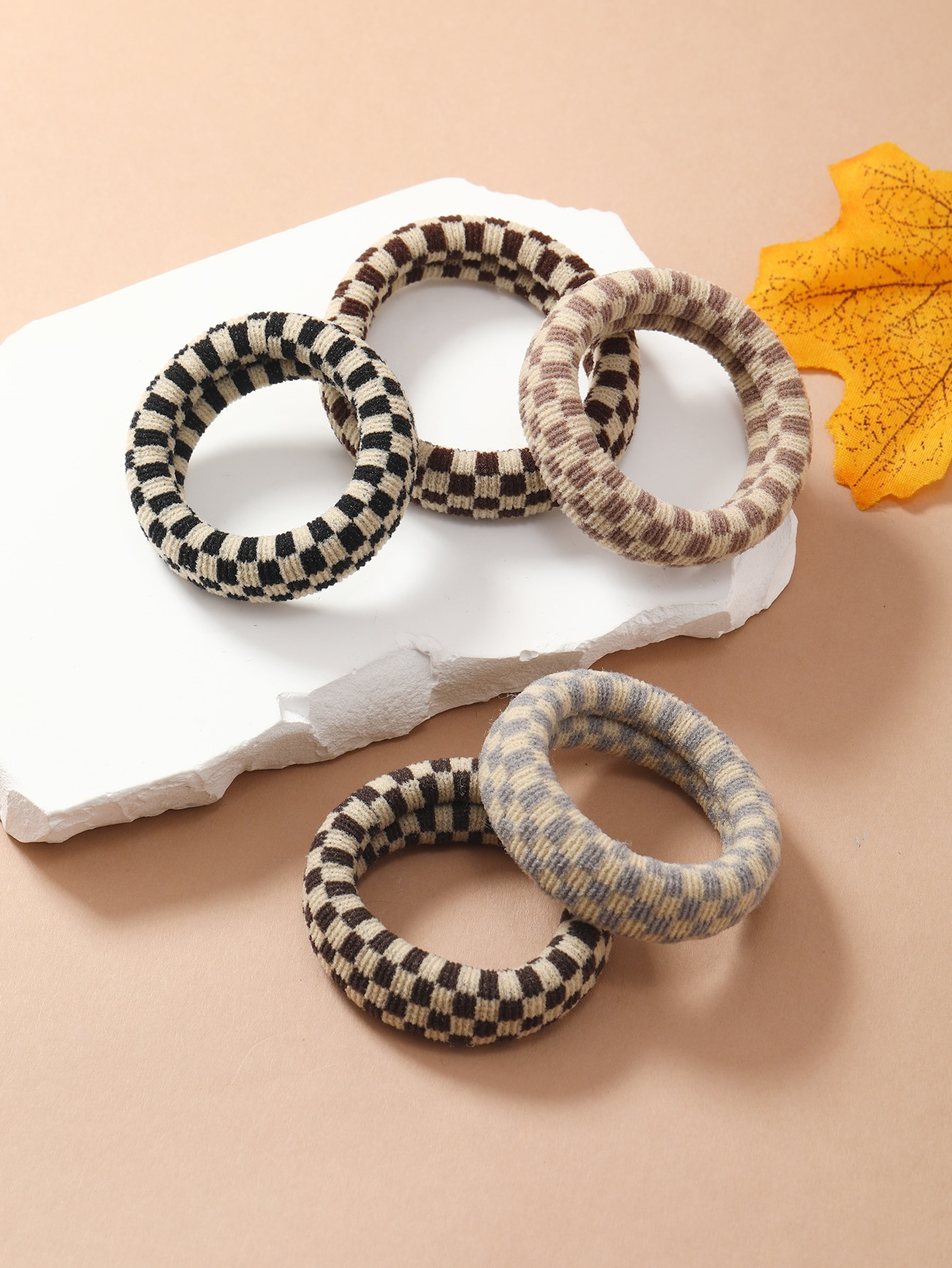 5pcs Checkered Pattern Hair Tie | SHEIN