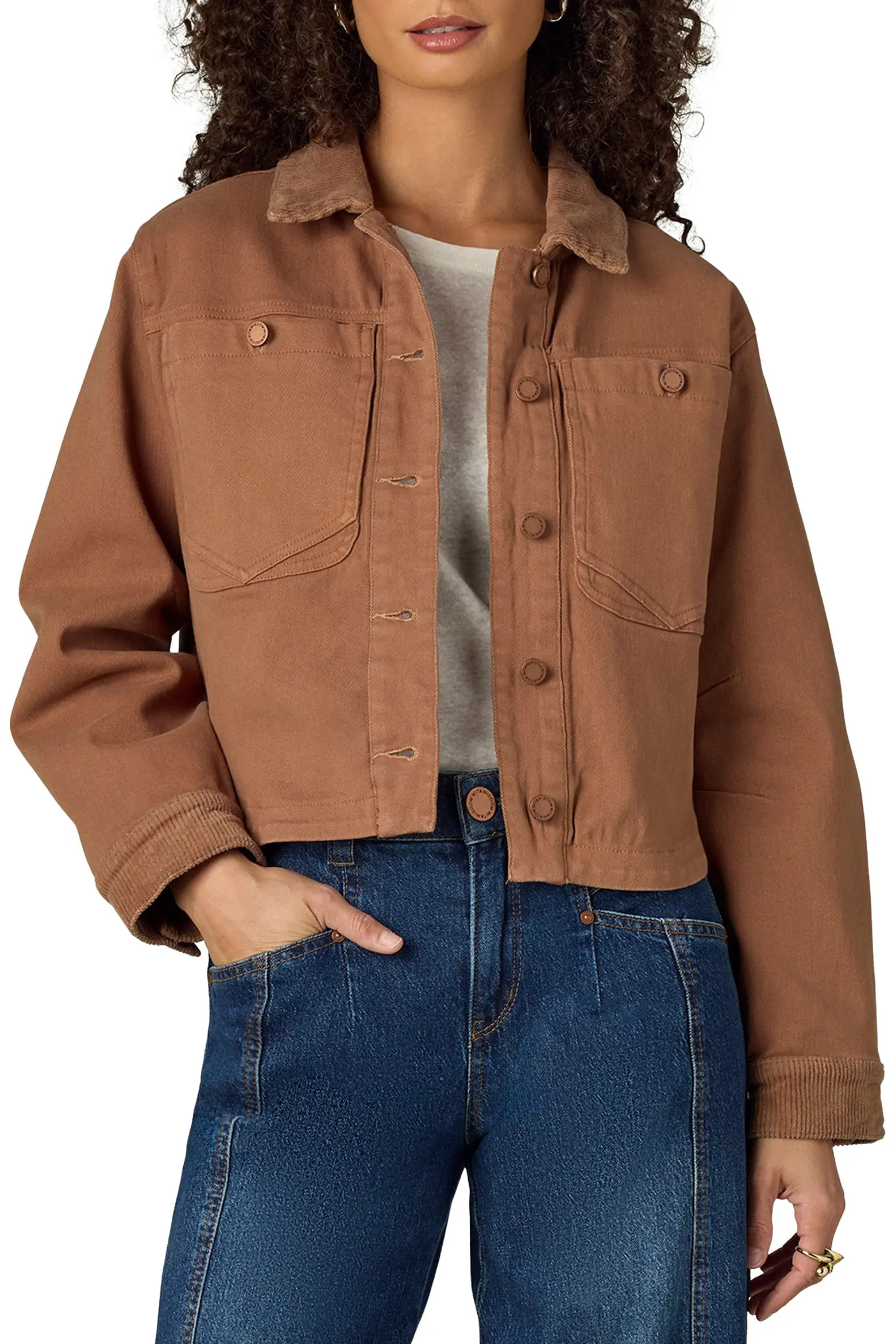 Corduroy Collar Denim Jacket (Women) | Nordstrom | Nordstrom