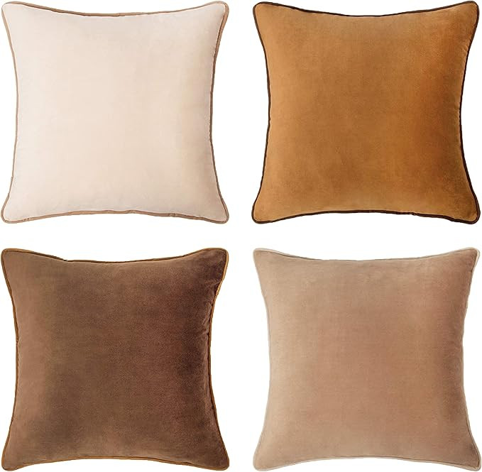 Amazon.com: MONDAY MOOSE Decorative Throw Pillow Covers Cushion Cases, Set of 4 Soft Velvet Moder... | Amazon (US)