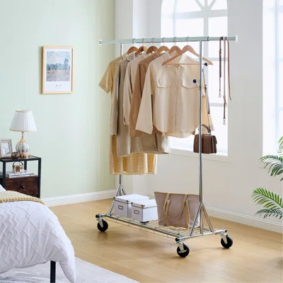 Clothes Rack Heavy Duty Clothing Rack 600LBS Rolling Clothes Racks For Hanging Clothes, Commercial Garment Rack Heavy Duty Clothes Rack Collapsible & | Wayfair North America