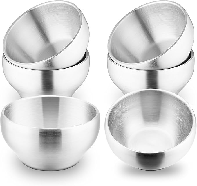 E-far Stainless Steel Bowls for Kids-6 Pack, 12OZ Double Walled Baby Toddler Bowls for Baby Food/... | Amazon (US)
