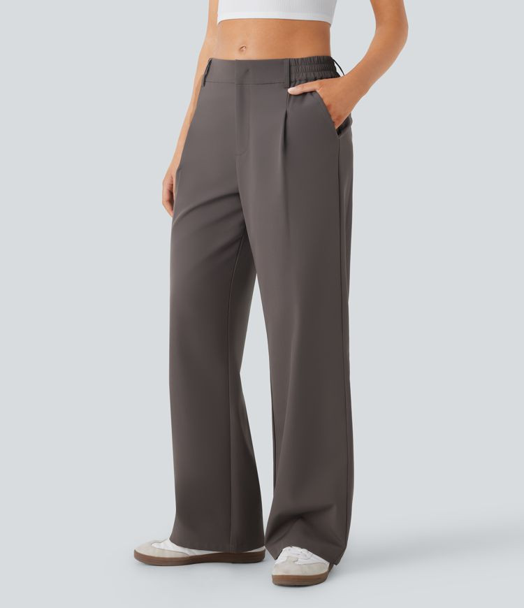 Women’s Water Repellent Wear-Resistant Mid High Waisted Zipper Side Pocket Thermal Straight Leg... | HALARA