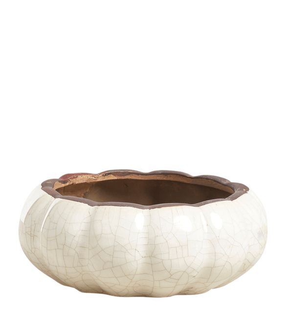 Kolokythi Wide Decorative Bowl - Distressed White | OKA US | OKA US