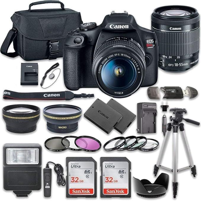 Canon EOS Rebel T7 DSLR Camera Bundle with Canon EF-S 18-55mm f/3.5-5.6 is II Lens + 2pc SanDisk ... | Amazon (US)