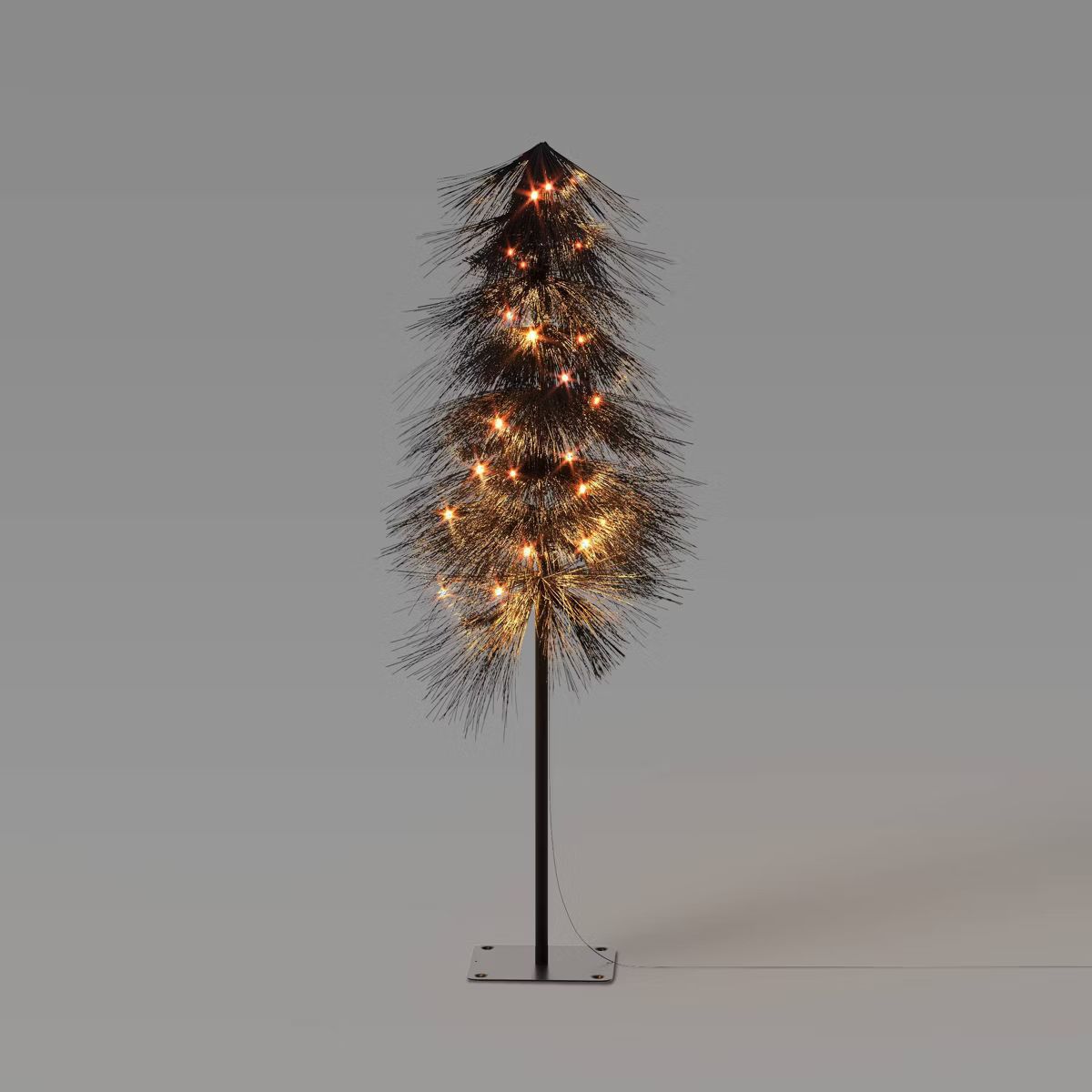 46" LED Black Faux Alpine Balsam Fir Halloween Tree with Golden Warm White Dewdrops - Hyde & EEK!... | Target