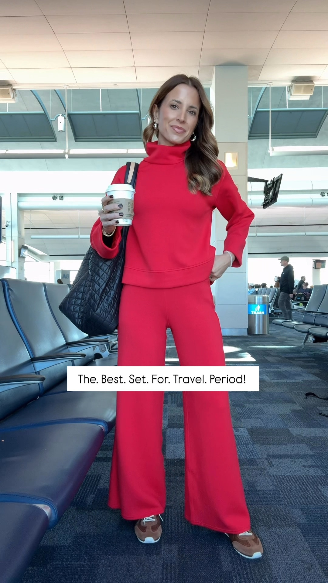 Spanx matching set in XS top and XS petite pants. MZ Wallace large tote - the best! Tory Burch suede sneakers, feels like you’re walking on a cloud! I went up half a size. My travel outfit. 
#LTKShoeCrush#LTKHoliday 

#LTKootd #LTKTravel #LTKdayinmylife