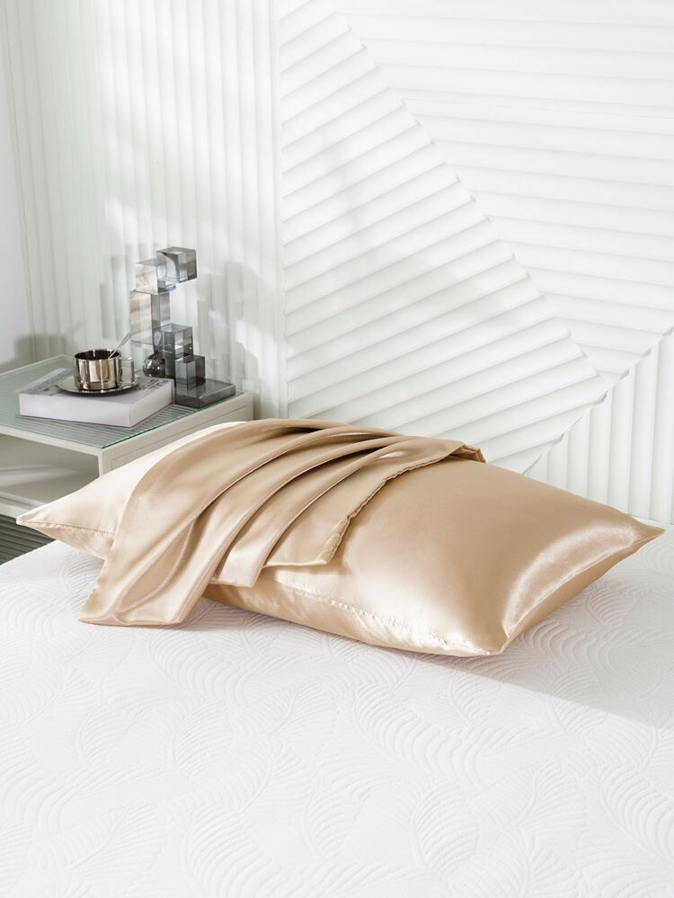 2pcs Plain Satin Pillowcase Without Filler | SHEIN