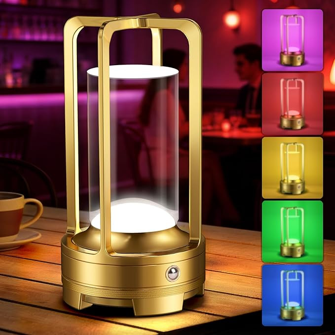 OCATO Rechargeable Table Lamp with 7 RGB: Portable Desk Lamp 3 Color Stepless Dimming Wireless Me... | Amazon (US)