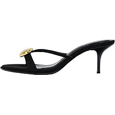 Amazon.com | Cantianshu Womens Kitten Heels Mules Sandals Round Open Toe Slip On Low Slide Heeled... | Amazon (US)