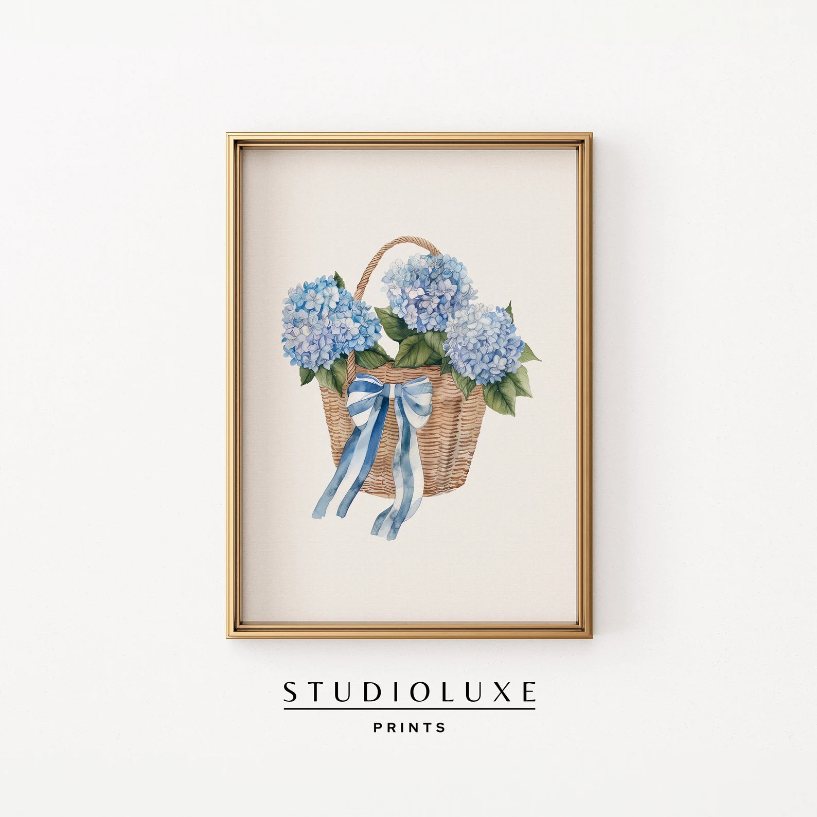 Blue Hydrangea Basket | Coastal Granddaughter Wall Art | Colorful Trendy Apartment Decor | Kitche... | Etsy (US)