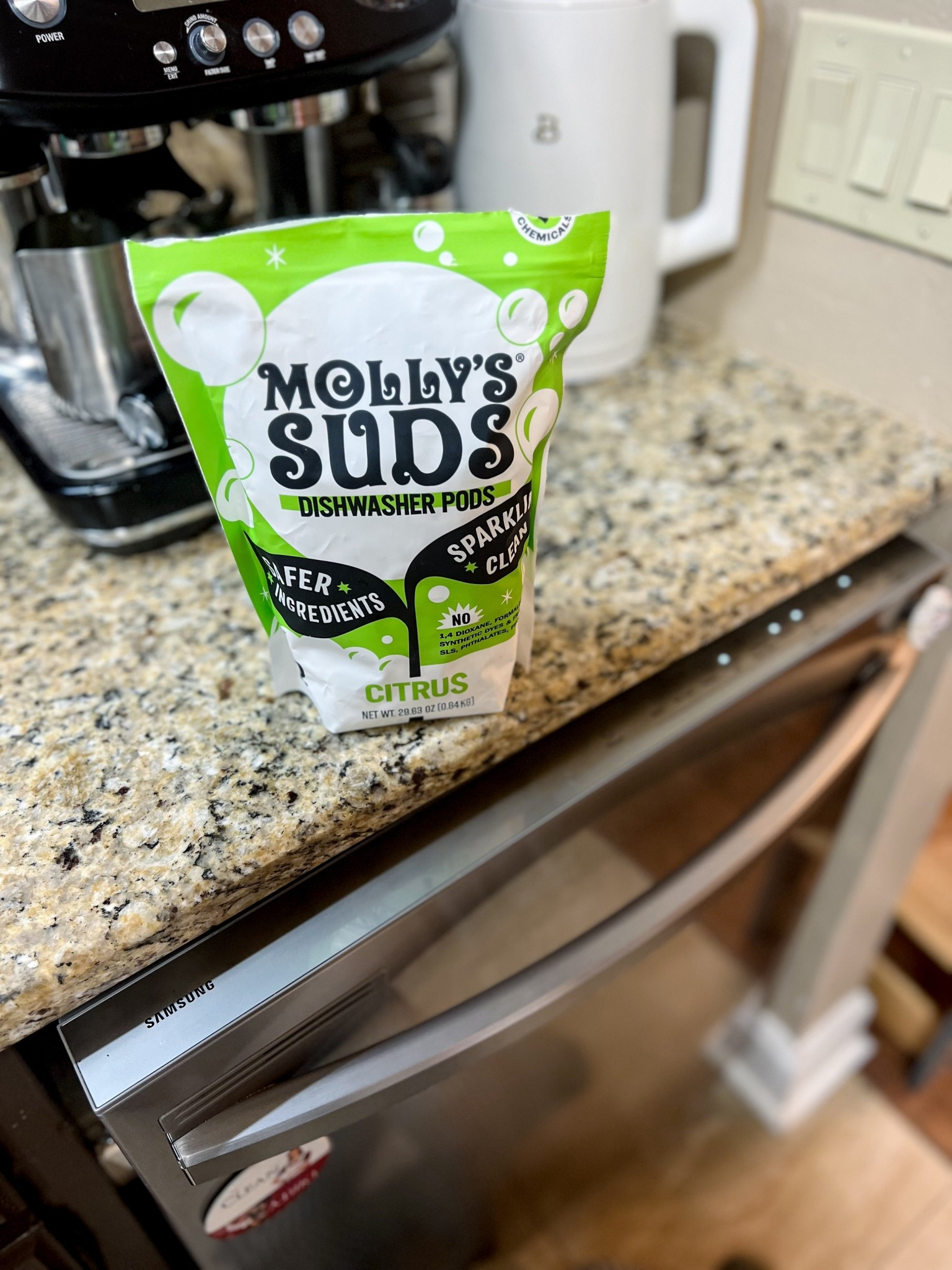 Molly Suds for a win, try to to switch to non toxic and this is my favorite find! 
In the back Breville Barista Express Espresso Machine | Beautiful 1.7-Liter Electric Kettle
1500 W with One-Touch
Activation, White Icing by Drew Barrymore 

#LTKdayinmylife #LTKHoliday #LTKGiftGuide