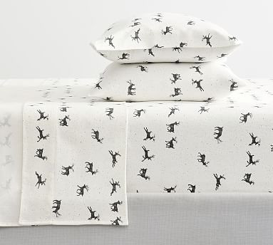 Rustic Reindeer Organic Cotton Flannel Sheet Set | Pottery Barn (US)