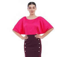 Pink Dolman Blouse Satin, Kimono Sleeve Women Blouse, Satin Silk Half Loose Tops For Women, Boat Neck Tavrovska | Etsy (US)