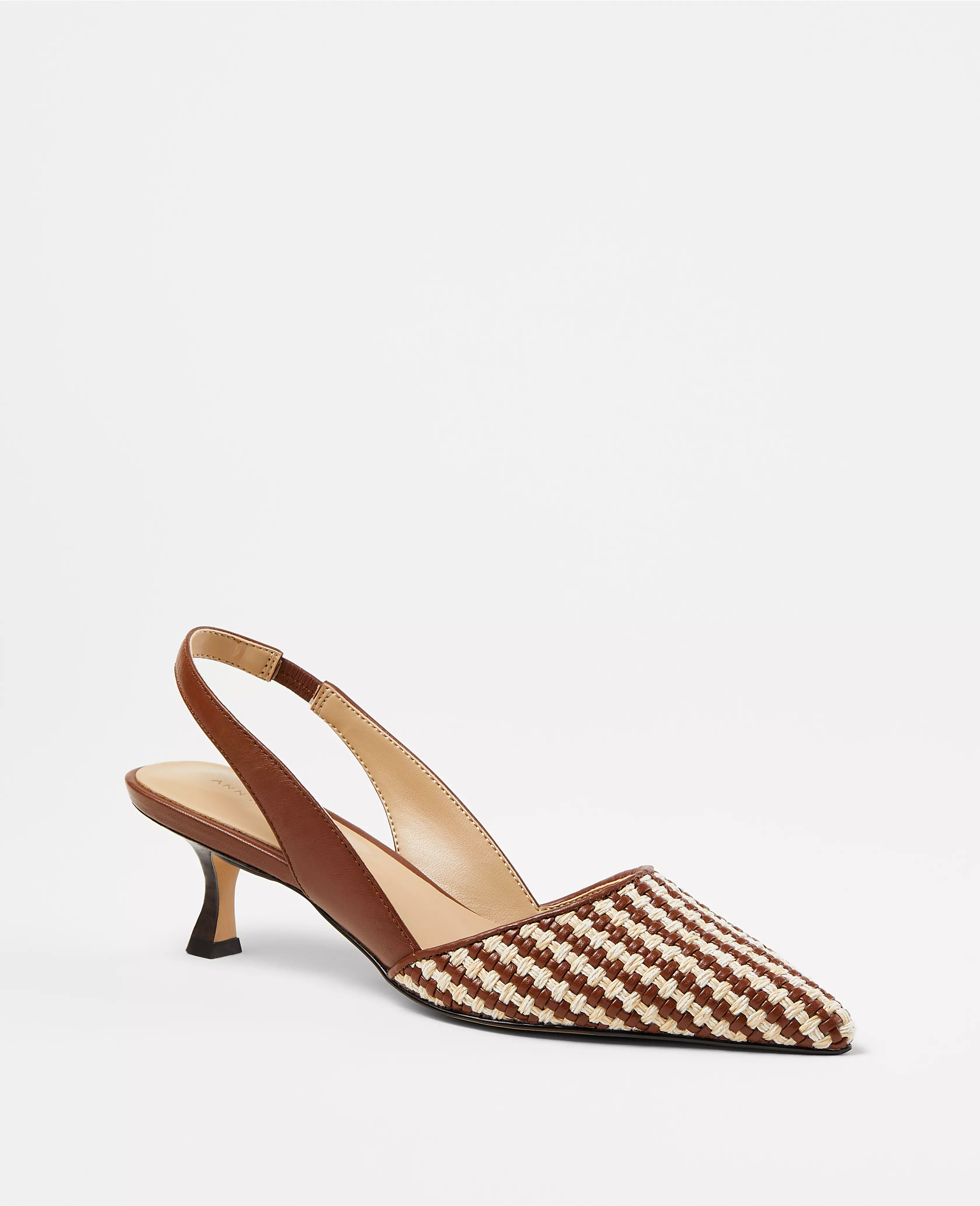 Woven Slingback Kitten Heel Pumps | Ann Taylor (US)