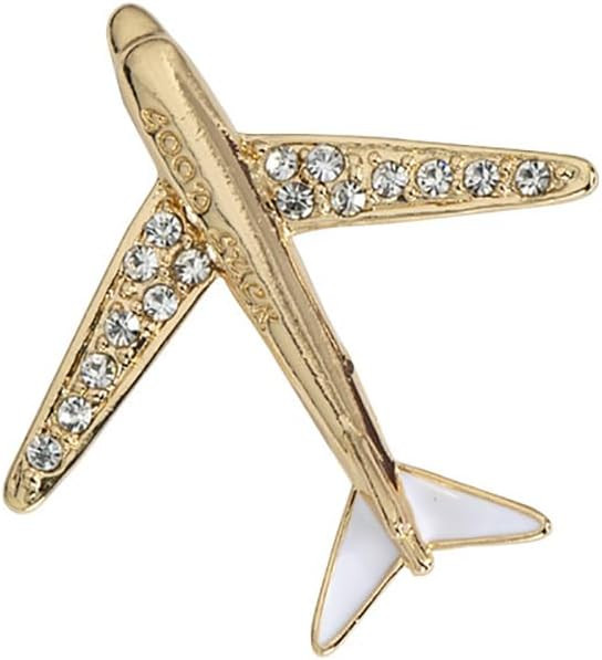 Gold Plated Airplane Lapel Brooch Pin for Women Men Girls Rhinestone Crystal Flight Plane Tie Pin... | Amazon (US)