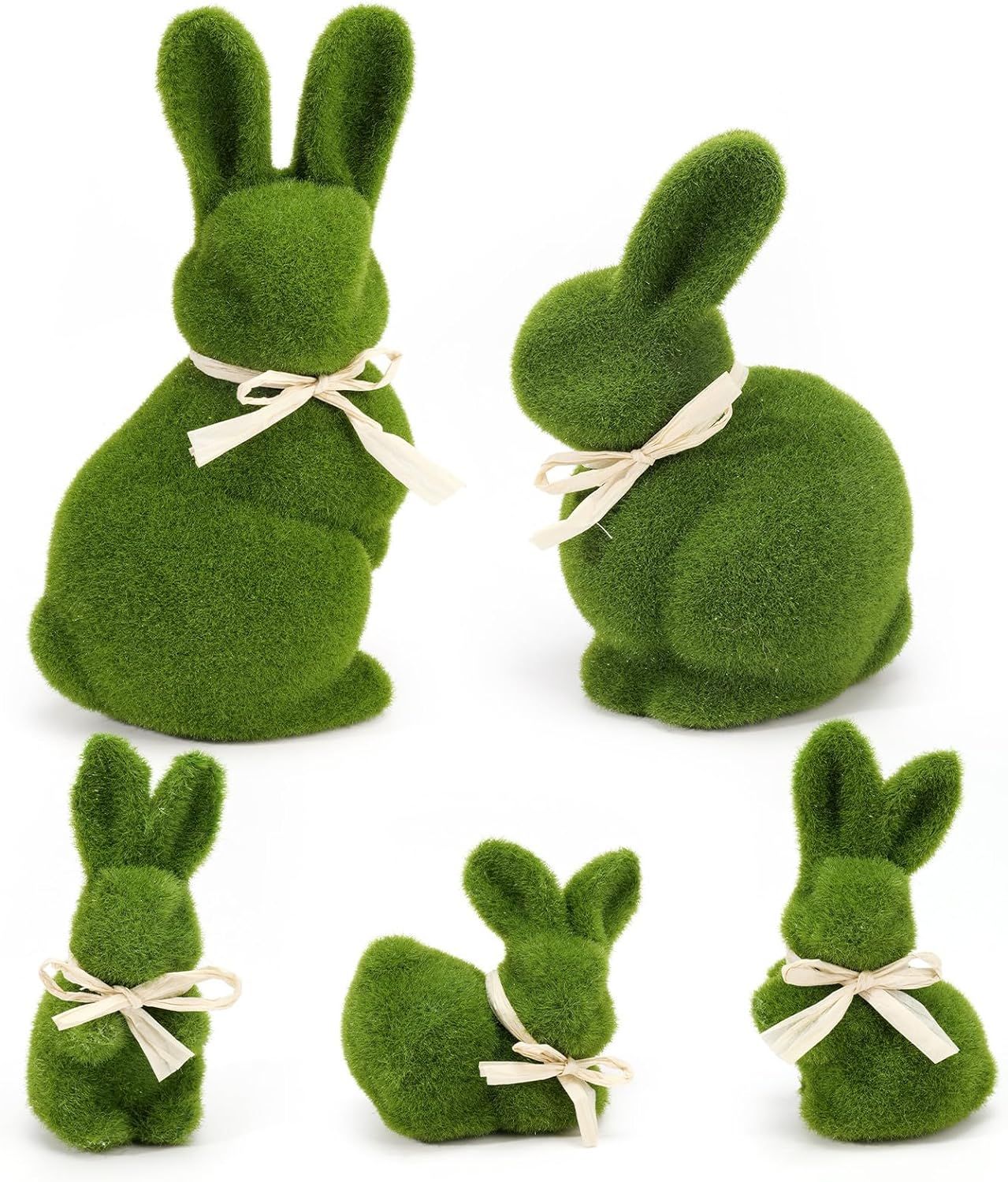 Nature Vibe 10/5 Inches Moss Bunny Easter Home Decor,Set of 5 Green Faux Moss Parents n Baby East... | Amazon (US)