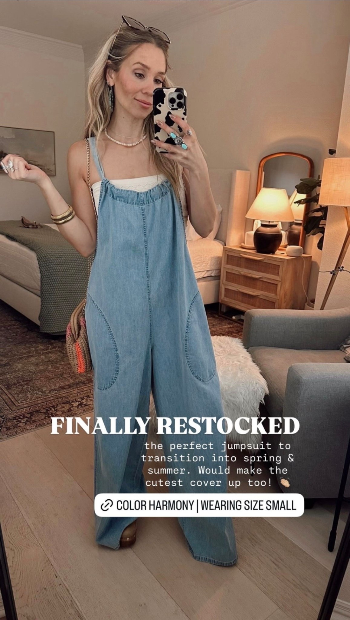 🤍 FINALLY RESTOCKED  the perfect jumpsuit to transition into spring & summer. Would make the cutest cover up too! 👏🏼