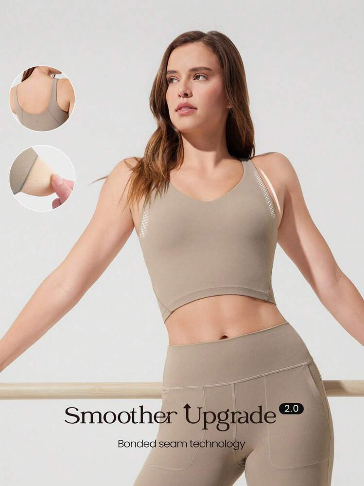 GLOWMODE FeatherFit™ U Back Cropped Active Tank Top Low Impact Yoga Pilates Daily Spring Summer | SHEIN