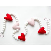 Big Felt Heart Valentine Garland - Red Or Light Pink Bunting, Banner | Etsy (US)
