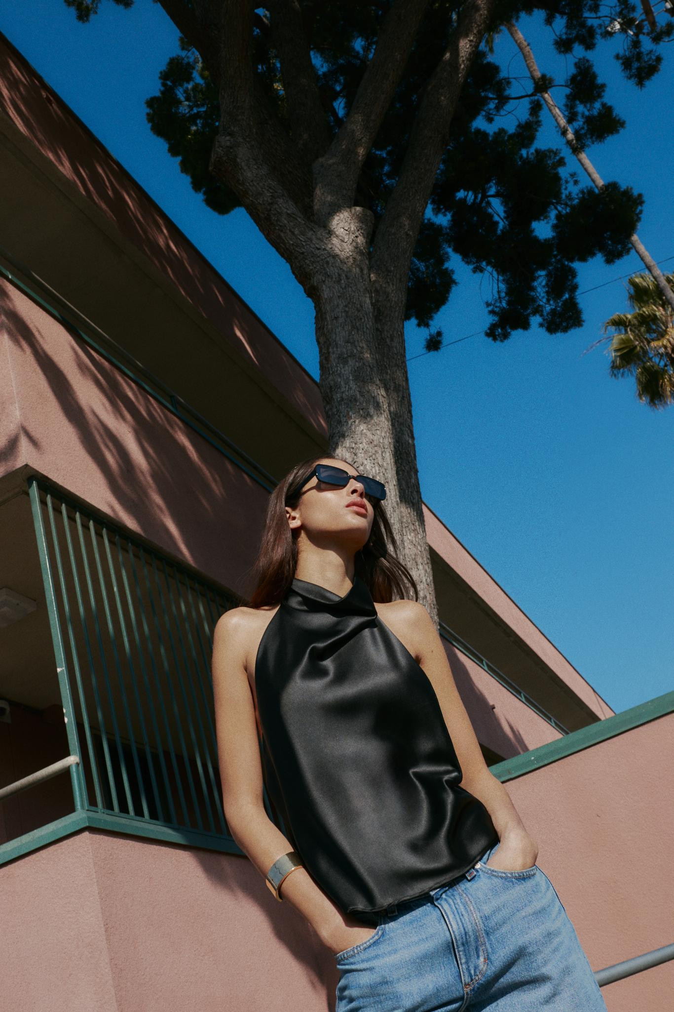 SATIN EFFECT HALTER TOP | Zara US