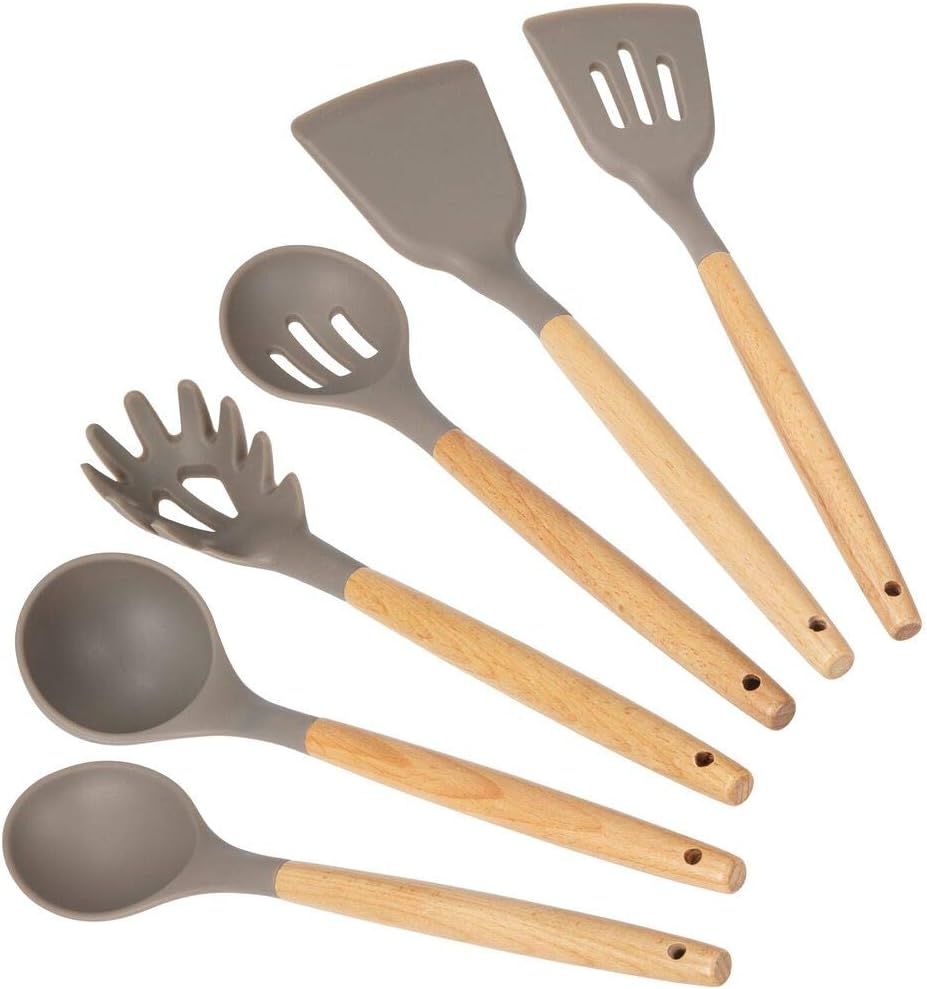 mDesign Kitchen Utensil Set - Includes Spatula/Turner, Serving/Mixing Spoon, Slotted Spoon Slotte... | Amazon (US)
