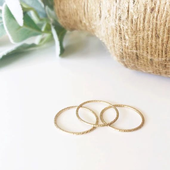 Textured Sparkle Stacking Ring/Gold Filled Ring/Gift for mom/gift for her/valentines day gift/Bir... | Etsy (US)