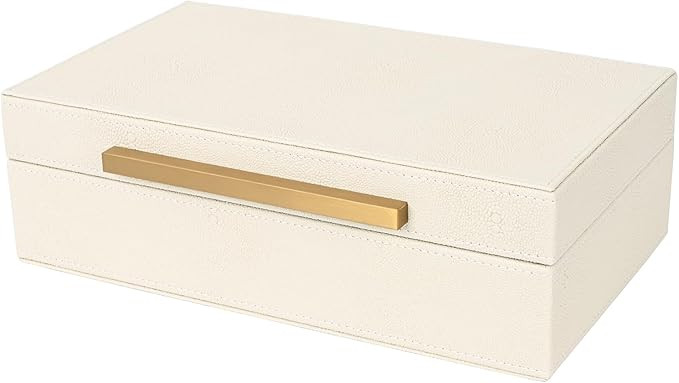 Beige Shagreen box Faux Leather Decorative Boxes,Keepsake And Memory Storage Decorative Boxes wit... | Amazon (US)