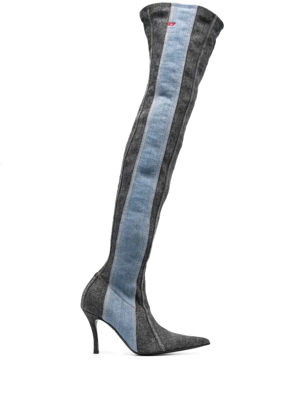 Diesel D-Venus denim knee boots - Black | Farfetch Global