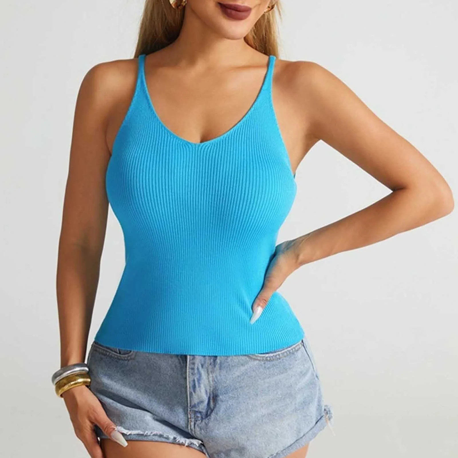XWSHYW Tank Tops for Women 2025 Summer Solid Color Sleeveless Camisole Blouses Leisure Slim Fit S... | Walmart (US)
