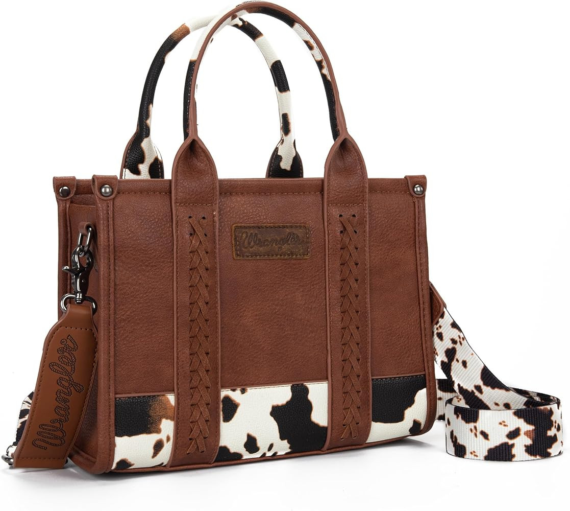 Montana West × Wrangler Tote Bag for Women Western Cow Print Purse Designer Top Handle Handbags | Amazon (US)