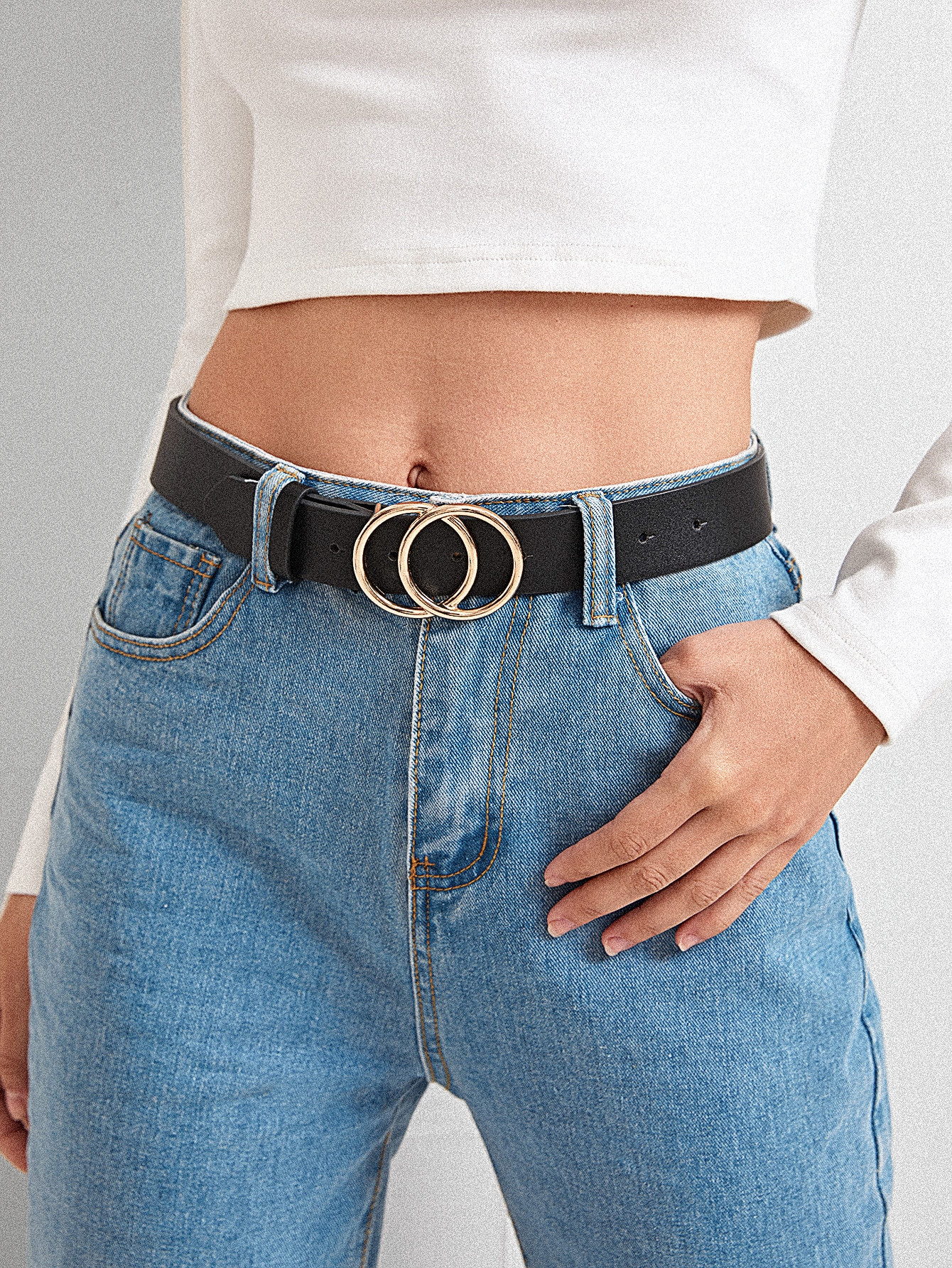 SHEIN BASICS Double Circle Buckle Belt | SHEIN