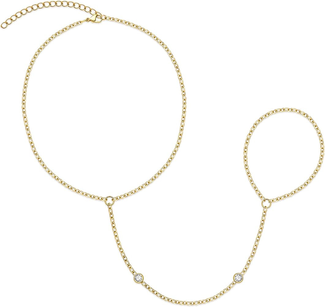 Gold Bracelets for Women Trendy,14K Gold Plated Dainty Stackable Paperclip Cuban Link Chain Brace... | Amazon (US)