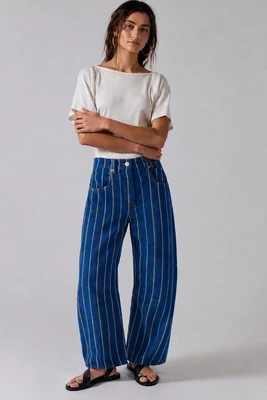 Good Luck Barrel Jeans - Denim Brown Stripe Small | All Deserved