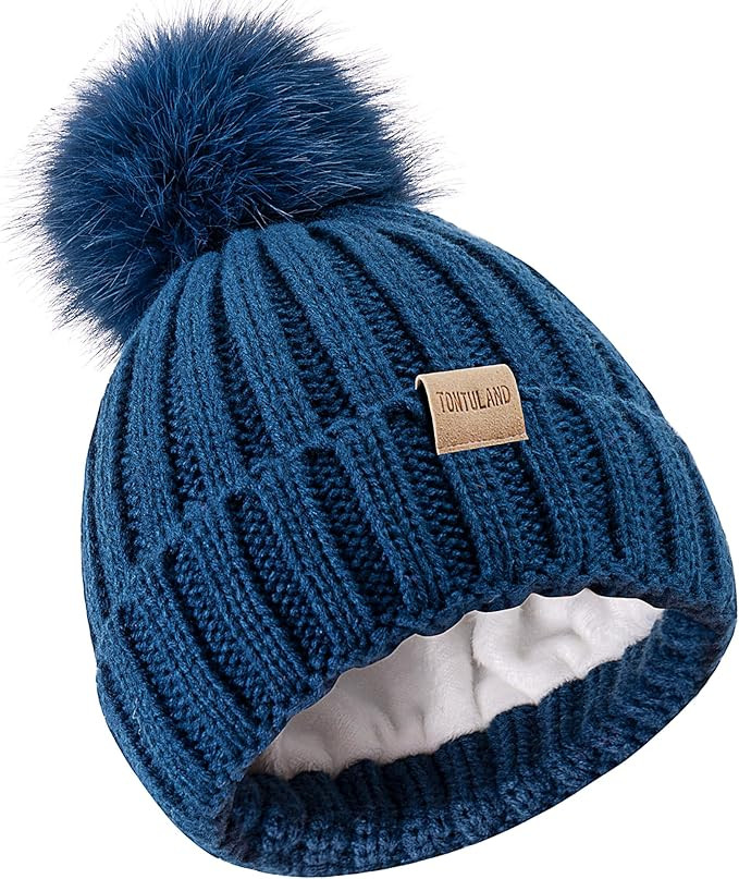 Children's Winter Warm Pompom Hat Fleece Lined Knit Beanie for Kids Aged 3-9, Perfect for Boys an... | Amazon (US)