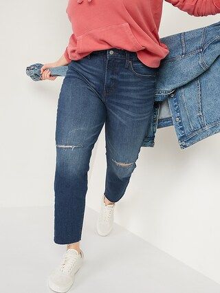 High-Waisted O.G. Straight Ripped Cut-Off Jeans for Women | Old Navy (US)