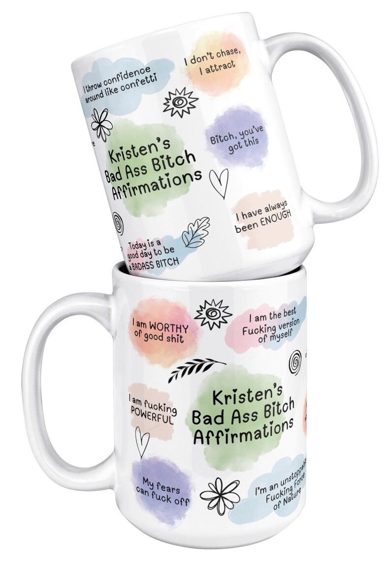 Personalized 15 Oz Badass Bitch Self Love Mug Gift Idea for Her Daily Reminder Cup Mental Health ... | Etsy (US)