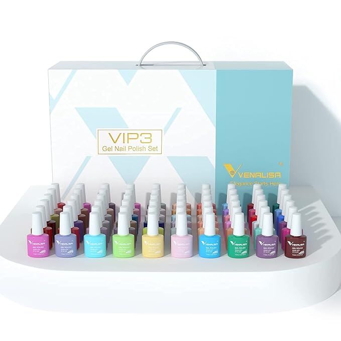 VENALISA VIP3 Set 65 PCS 7.5ML Spring Summer Gel Nail Polish Kit with Color Card,Base Matte Top C... | Amazon (US)