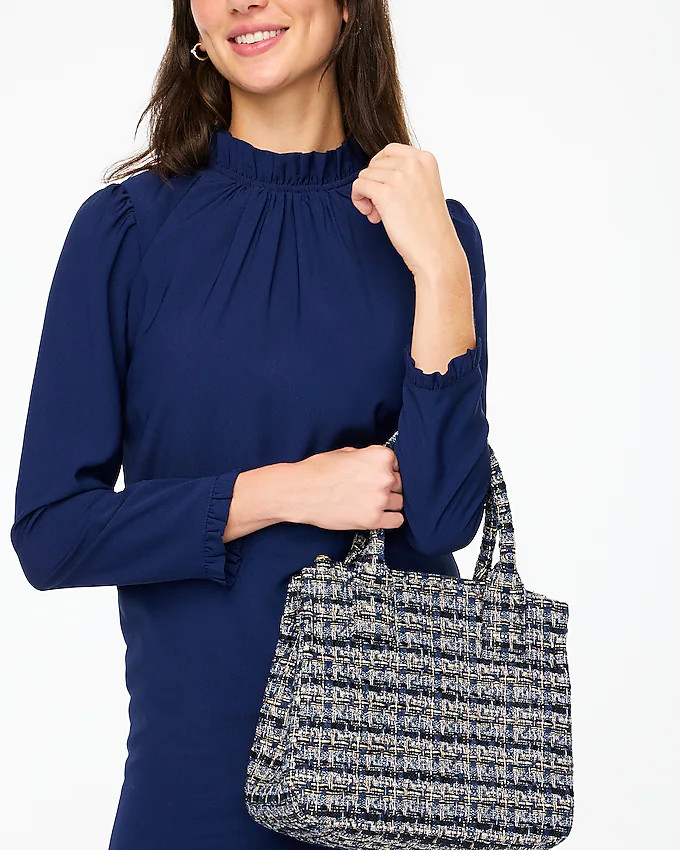 Small tweed structured tote bag | J.Crew Factory