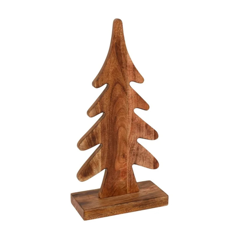 Natural Mango Wood Christmas Tree Tabletop Decoration, Brown, 16.7", by Holiday Time | Walmart (US)