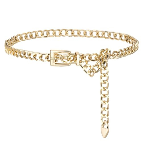 Chain Belts Leather Waist Belt for Women Layered Metal Chain Belt | Amazon (US)