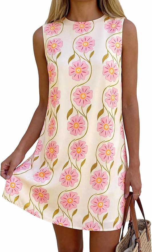 PRETTYGARDEN Sundresses for Women 2026 Summer Elegant Floral A Line Short Party Dress Beach Vacat... | Amazon (US)