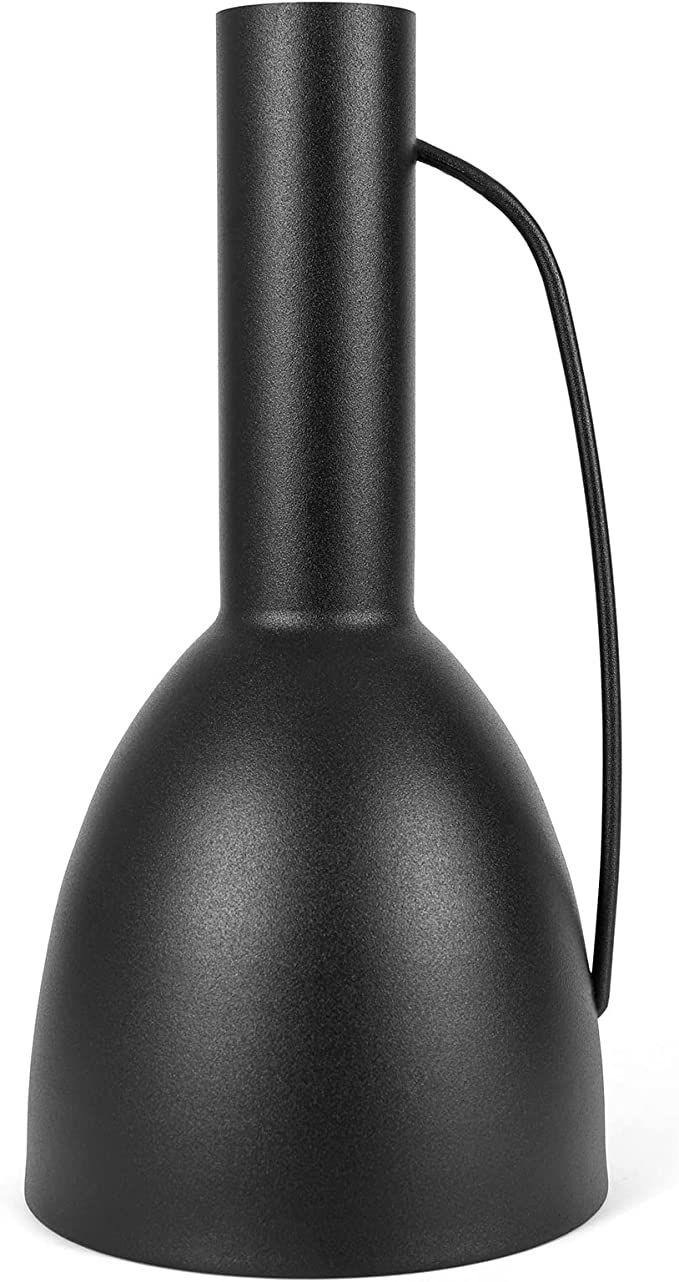 Modern Farmhouse Glam Metal Vase, Black Flower Vase Home Décor Centerpiece Large (Black B) | Amazon (US)