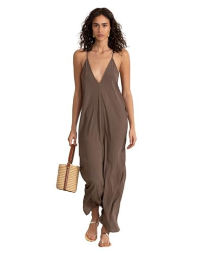Beach Life by Gottex Women's Classic Solid Brown Maxi Cover-Up Dress with Thin Straps and Relaxed Fit Swim Beach Essential | Amazon (US)