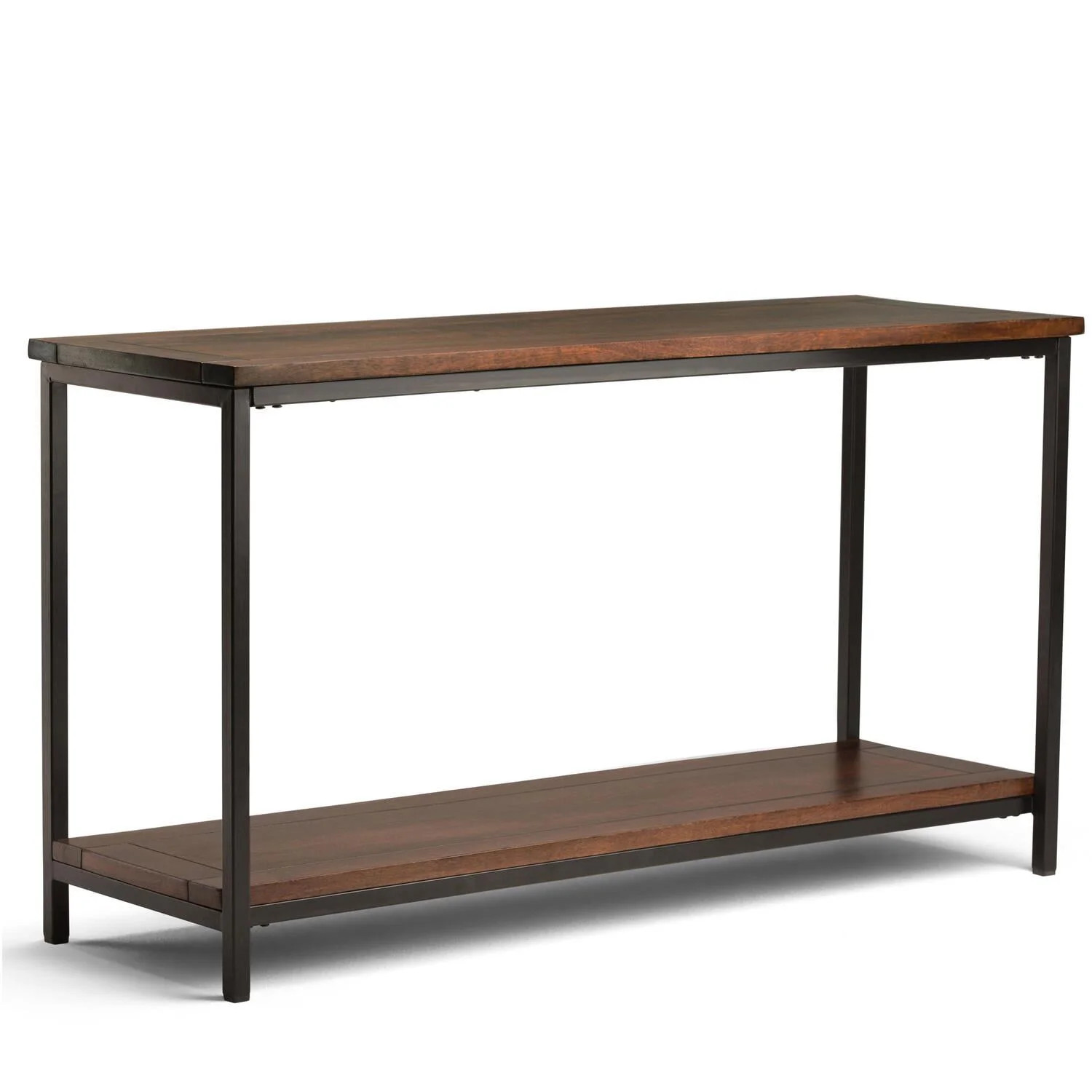 Skyler SOLID MANGO WOOD and Metal 54 inch Wide Industrial Console Sofa Table in Dark Cognac Brown | Walmart (US)