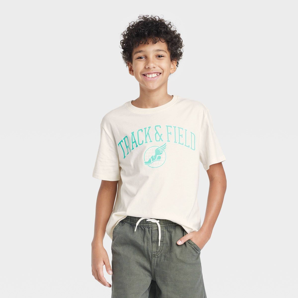 Boys' Track & Field Short Sleeve Graphic T-Shirt - art class™ Cream | Target