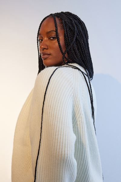 Wool-blend Sweater - Cream/black - Ladies | H&M US | H&M (US + CA)
