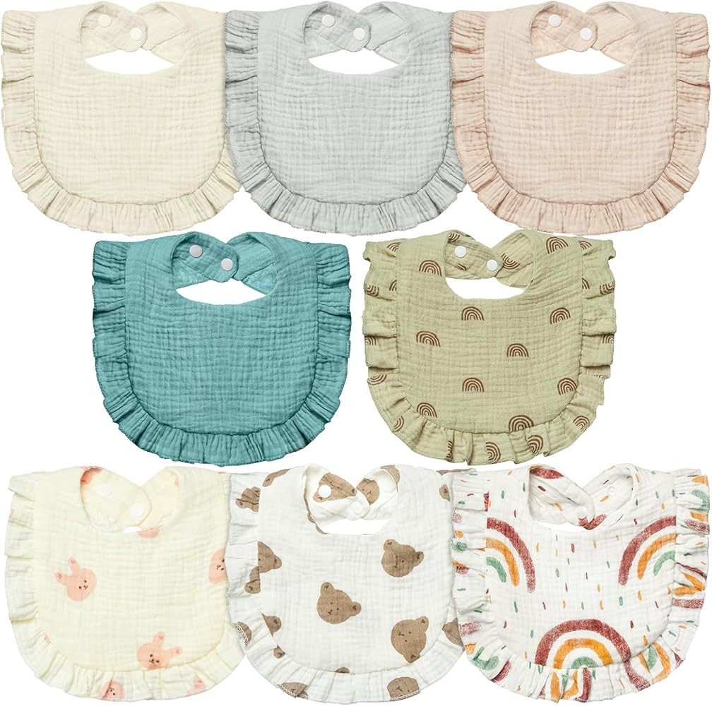 Lictin Muslin Baby Drool Bibs - 8 Pack Baby Bandana Drool Bibs Cotton Unisex | Amazon (US)
