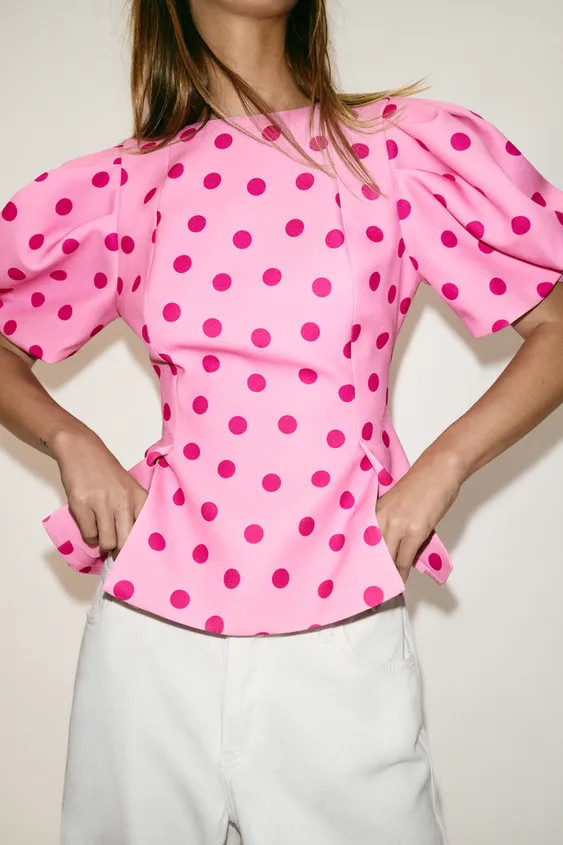 POLKA DOT PUFF SLEEVE TOP | Zara US