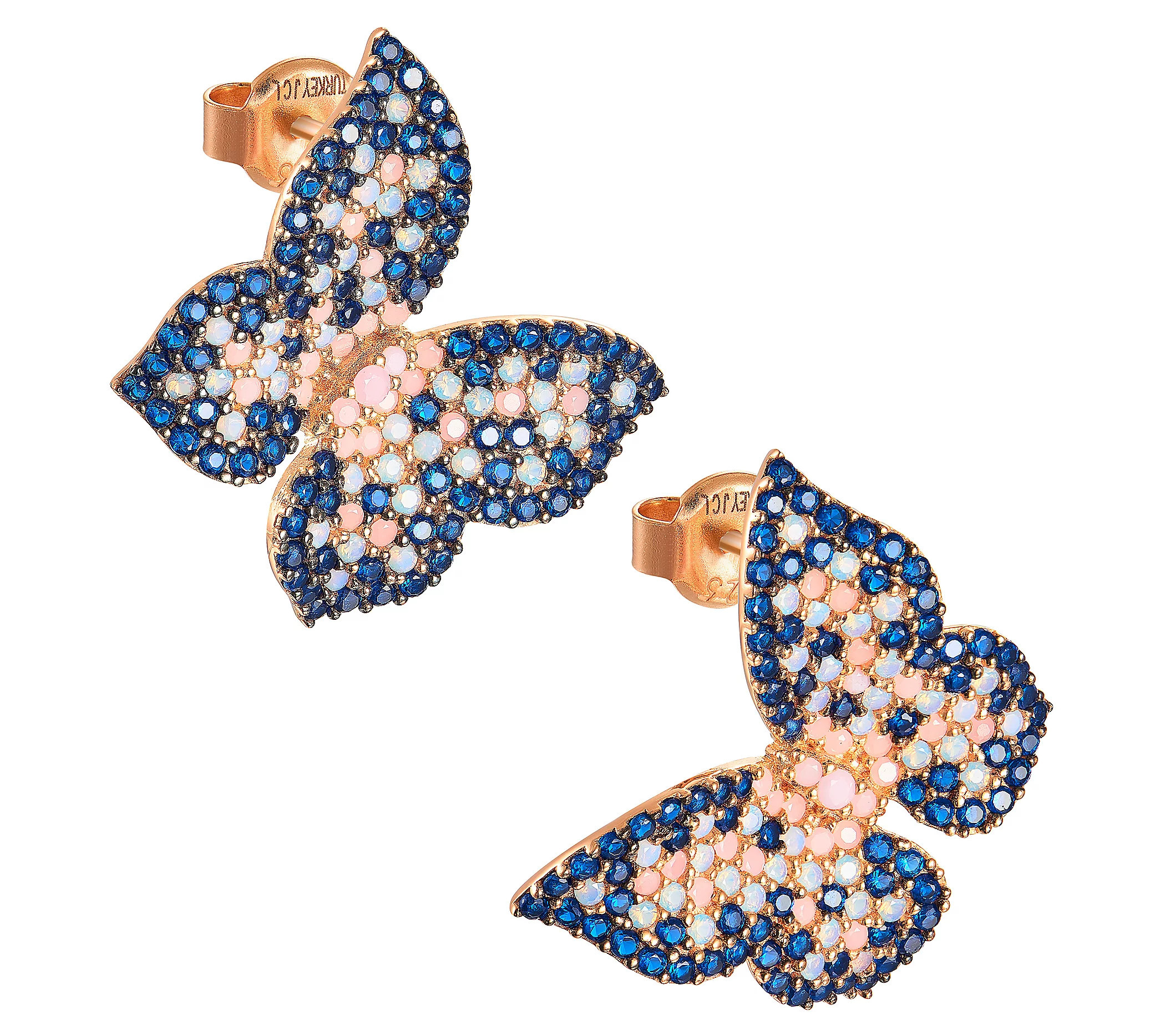 Diamonique 1.50 cttw Butterfly Stud Earrings, 1 4K Rose Plated | QVC