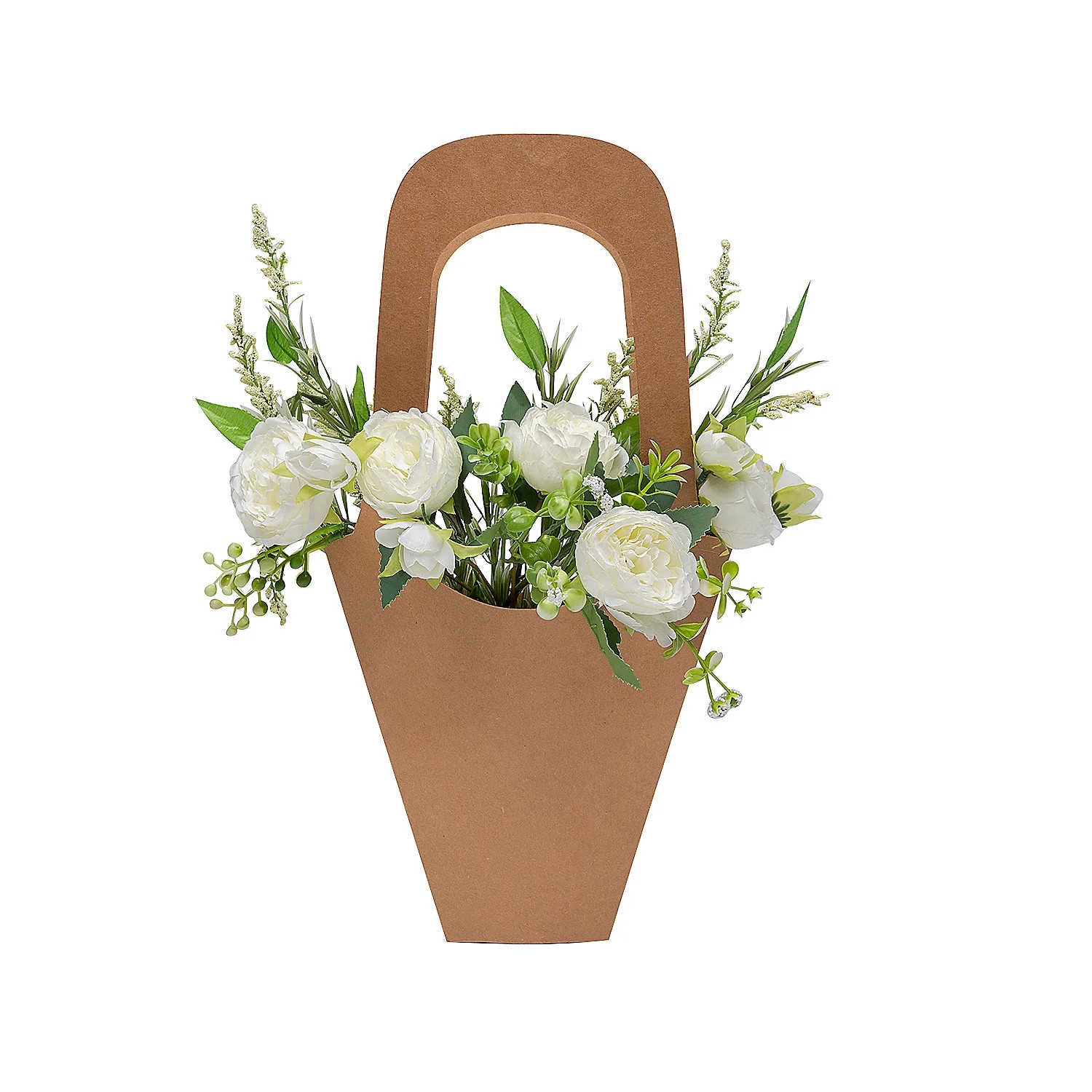 9" x 16 1/2" Brown Paper Hand Basket Flower Carriers - 12 Piece | Walmart (US)